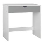 Urbn-Living Bedroom 1 Drawer Wooden Small Dressing Table (White Table & Grey Drawers)