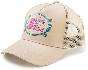 PACIFIC BRIM Women's Adjustable Cap Mesh Side Panels Trucker Hat - Let's Go Girls