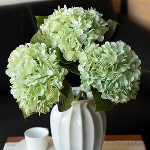 DUYONE 3PCS 21 inch Lifelike Artificial Hydrangea Large Real Touch Flowers Artificial Flowers Dry Flowers Outdoor Wedding Christmas Office Family Party Living Room Table Decoration (Light Green)
