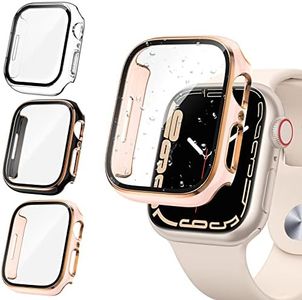 Tensea [3PCS for Apple Watch Screen Protector Case 45mm Series 9/8/7 Accessories, iWatch Protective Face Cover for Women Men, Tempered Glass Film Hard Bumper for iPhone Watch 45 mm