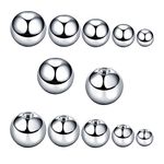 BodyJewelryOnline Pack[10] Pieces Replacement Belly Ring Top Screwball (Silver), 14G 1.6mm Thread Size, 5mm Ball Size, Multi-purpose, Surgical Stainless Steel, Stainless Steel