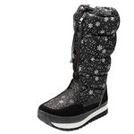 Gaorui Women Mid Calf Snow Boots Waterproof Outdoor Pull On Warm Faux Fur Lined Anti Skid Platform Boots Black