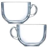 Caribou Living Large Clear Transparent Glass Cappuccino Mugs Cups 500ml for Hot Drinks Tea Coffee Hot Chocolate - 2 Mugs