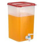 Cutting EDGE Dispenser Jar for Juice, Drinks, Water and Beverages at Picnic, Office, Restaurant with Spigot / Faucet, Square Shape Container and Wide Mouth Allows Easy Filling, Best for Outdoor/Party 7500ML/7.5L Capacity with Dark Red Lid ( White Tap )