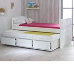 Happy Beds Captains Wooden White Pine Guest Bed Drawers Furniture with 2x Deluxe Memory Foam Mattresses 3' Single 90 x 190 cm