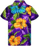 V.H.O. Funky Hawaiian Shirt, Big Flower, Purple, 3XL