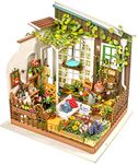 Alyasameen DIY Miniature Dollhouse Kit Garden House with Furniture Set, 3D Model Craft Kit with LED Light (Miller's Flower House)