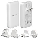 Portronics 65W Adapto 65U Ultra Slim Dual Port Fast Charging Adaptor With Swappable Heads, Type C PD Output, International Travel Fast Charging Adapter, Suitable for 180+ Countries US,UK,EU,AUS(White)
