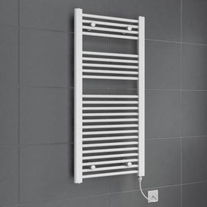 DuraTherm® 1100 x 500mm Staight Electric Heated Towel Rail Radiator Bathroom Warmer Wall Mounted Ladder Rad, Manual 250W White