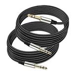 Yueyinpu Pack of 2 TRS Instrument Cable 1/4 Inch Straight 6.35mm Male Jack Nylon Braided Studio Cord (16 FT)