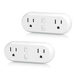 HBN Smart Plug 15A, WiFi&Bluetooth Outlet Extender Dual Socket Plugs Works with Alexa, Google Home Assistant, Remote Control with Timer Function, No Hub Required, ETL Certified, 2.4G WiFi Only, 2-Pack