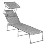 SONGMICS Patio Lounge Beach Chair for Adults, Light Gray UGCB19T