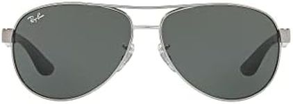 Ray-Ban Men's RB3457 Aviator Sunglasses, Gunmetal/Dark Green, 59 mm