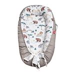 SONARIN Baby Nest for Newborn and Babies,Double Sided,Baby Bassinet for Bed/Lounger/Nest/Pod/Cot Bed/Sleeping, Breathable,100% Cotton Hypoallergenic,with Pillow,Portable(Gray)