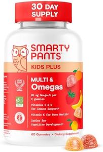 SmartyPants Kids Multivitamin Gummies - Improved Formula: Omega 3 (DHA/EPA), Vitamins D3, C, B12, B6, Vitamin A, K & Zinc, Gluten Free, Three Fruit Flavors, 60 Count (30 Day Supply)