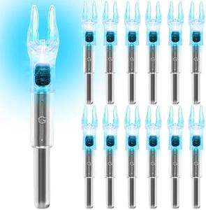 KEAUP 6/12 Pack G Lighted Nocks for Arrows with .165 .204 .233 .244 .246 Inside Diameter with X, H, S, GT Bushings High-Visibility LED Arrow Nocks, ON/Off Switch Included
