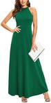 STYLEWORD Women's Summer Halter Neck Long Formal Dress Sexy Sleeveless Cocktail Evening Party Wedding Guest Maxi Dresses(Green,XXL)