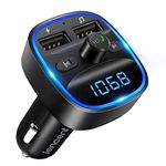 LENCENT FM Transmitter, Bluetooth Wireless Radio Adapter Car Kit with 2 USB Ports Car Charger MP3 Player Support TF Card & Disk