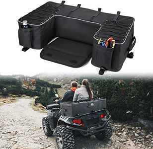 kemimoto ATV Storage Bags ATV Seat Bag Water-Resistant w/Cushion Removable Built-In Frame ATV Cargo Bag Large Four Wheeler Gear Bag