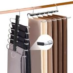 VZOXL Trouser Hangers Space Saving, 2 Pack Space Saving Hangers, 6 in 1 Multi Purpose Hangers, Space Saving Hangers for Wardrobes, Pants Hanger for Trousers Jeans Clothes Scarves Towels