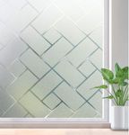 WISDOM Window Glass Decorative Frosted Film Static Cling Heat Control Film Self Adhesive Window Frosted Film (12" x 48, Rectangle Frosted)