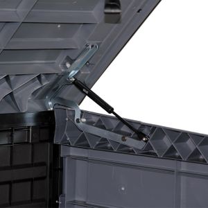 Duramax Cedargrain 1200L Plastic Garden Storage Shed – Grey, Flat Lid, Fits 2x 240L Bins, 145x85x125cm