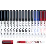 Shuttle Art Dry Erase Markers, 15 Pack 3 Colors Magnetic Whiteboard Markers with Erase, Fine Point Dry Erase Markers for Writing on Whiteboard Glass Mirror for School Home Office(11 Black 2Blue 2 Red)