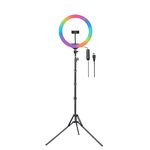 DIGITEK® (DRL-15C RGB) 15 Inch Multi-Color RGB LED Ring Light with 5ft Stand & Smartphone Holder - AC Powered, Bi-Color, USB Connectivity, 360° Adjustment - Photography, Video, Makeup, and YouTube