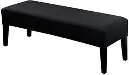 SearchI Stretch Dining Bench Covers, Washable Anti Dust Durable Bench Cushion Covers Jacquard Bench Slipcover, Dining Room Bench Covers for Dining Room, Bedroom, Living Room(Black Jacquard)