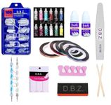 D.B.Z.® Nail Art Kit 12 Glitter Stones Bottles,100 Nails, 5 Nail Tapes, 1 nail filer & Buffer, 2 cuticle wooden sticks,2 Nail Dotting Pen with 2 Glue for Girls & Women