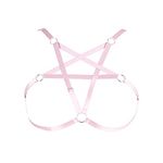 Pentagram Body Harness Bra Women's Plus Size Belted Top Waist Cage Chest Hollow Belt Punk Carnival Gothic Dance Costume (Pink)