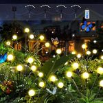 FOYOTO Firefly Garden Lights Solar Outdoor, 4 Pack Solar Powered Firefly Lights with Remote, Swaying by Wind, Total 32 LED Lights Decoration for Yard, Garden- Warm White