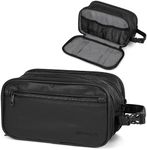 PAVILIA Toiletry Bag for Men, Travel Toiletries Bag | Water-resistant Dopp Kit, PU Leather Shaving Pouch Organizer for Accessories, Cosmetic, Hygiene, Grooming Essentials (XL, Black)