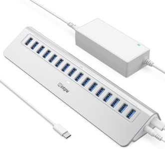 Powered USB Hub 10Gbps, intpw 16-Port USB 3.2/USB A Hub (16 x USB-A 3.2), USB Hub Powered with 65W Power Adapter, 3.3Ft Cable, Aluminum USB Hub for PC/Laptop,Computer/Flash Drive/Printer/MacBook Neo