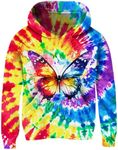 uideazone Girls Tie Dye Hoody 6-8 Cool Butterfly Print Hoodies Long Sleeve Hoodie Pullover Tops for 7Y