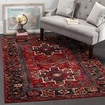 SAFAVIEH Vintage Hamadan Collection 6'7" x 9' Red/Multi VTH211A Oriental Traditional Persian Non-Shedding Living Room Bedroom Dining Home Office Area Rug