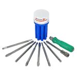 Spartan BS-02 8-in-1 Pc Screw Driver Kit With 3 Flat Blades, 3 Phillips Head, 1 Round Poker Bar, Extension Rod| Multi-purpose Tool Set