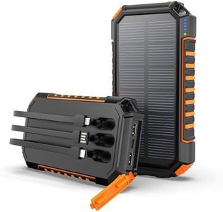 Hiluckey Cargador Solar 27000mAh, 15W Portátil Power Bank con 3 Cables y 3 Puertos, USB C Carga Rápida Impermeable Batería Externa para Smartphones, Tabletas y Acampar al Aire Libre