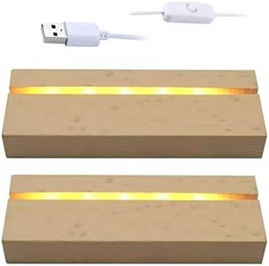 CDIYTOOL 4.33 Inch Wooden LED Lighted Base Stand 3D Glass Resin Lighted Base Stand Rectangle Led Lights Display Bases Art Lights Display Pedestal for Crystal Glass Resin Art Home Decor (2 PCS)