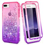 Ruky for iPhone 7 Plus Case, iPhone 8 Plus Case, Clear Glitter Liquid Cover with Built-in Screen Protector Shockproof Protective Women Case for iPhone 6 Plus 6s Plus 7 Plus 8 Plus (Pink Purple)