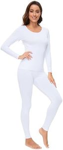 WiWi Soft Underwear for Women Thermal Long Johns Sets Super Warm Base Layer Top Pants Pajamas Set Viscose from Bamboo S-3X, Pure White, Medium