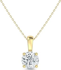 EternalDia Solitaire Diamond Necklaces for Women 0.25Ct-3.00Ct IGI Certified 14K Gold Lab Grown Diamond F-VS2