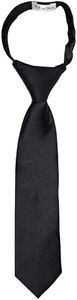 LUTHER PIKE SEATTLE Boys Tie - 14-inch, Adjustable Zipper Ties for Kids - Black