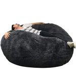 bananair - Giant Bean Bag for Adults and Kids - Comfortable, Premium Quality Foam - Ultra Soft, Synthetic Fur - Removable & Machine Washable Cover - XXL Fluffy Bean Bag Chair/Sofa (140 cm, Grey)