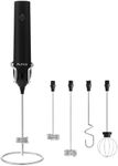 Flendy 3-speed Rechargeable Milk Frother Wand with Stand, Handheld Drink Mixer Stick with Multiple Detachable Whisks, Versatile Electric Stirrer for Coffee, Matcha, Protein Powder, Eggs, etc.