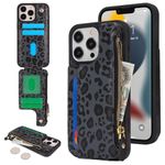 Cavor for iPhone 11 Pro Max Case with Card Holder,iPhone 11 Pro Max Wallet Case for Women Men,Phone Case iPhone 11 Pro Max Case with Wallet,Leather Zipper Pocket Card Slots Case-Leopard Black