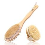 FLYZIBET Exfoliating Shower Body Brush, Dry Brushing Body Brush with Natural Bristles for Soft, Glowing Skin Promote Blood Circulation