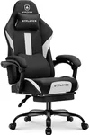 GTRACING Gaming Chair Ergonomic Office Chair with Foot Rest & Pocket Spring Cushion, High Back Computer Desk Chair with Headrest & Lumbar Support, Breathable Fabric Game Chair for Adults, Black