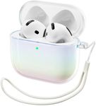 ORNARTO Compatible with AirPods 4 Case Cute 2024, Anti-Drop Full Protective TPU Case for AirPods 4th Generation, Front LED Visible Bling Cover-Iridescent Clear