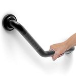 AquaChase 1-1/4 x 16in Angled Grab Bar for Stud Mount with Knurled Grip, Bathroom Mobility Aid, ADA Compliant Heavy Duty 500lbs Support, Rustproof Stainless Steel (Matte Black)